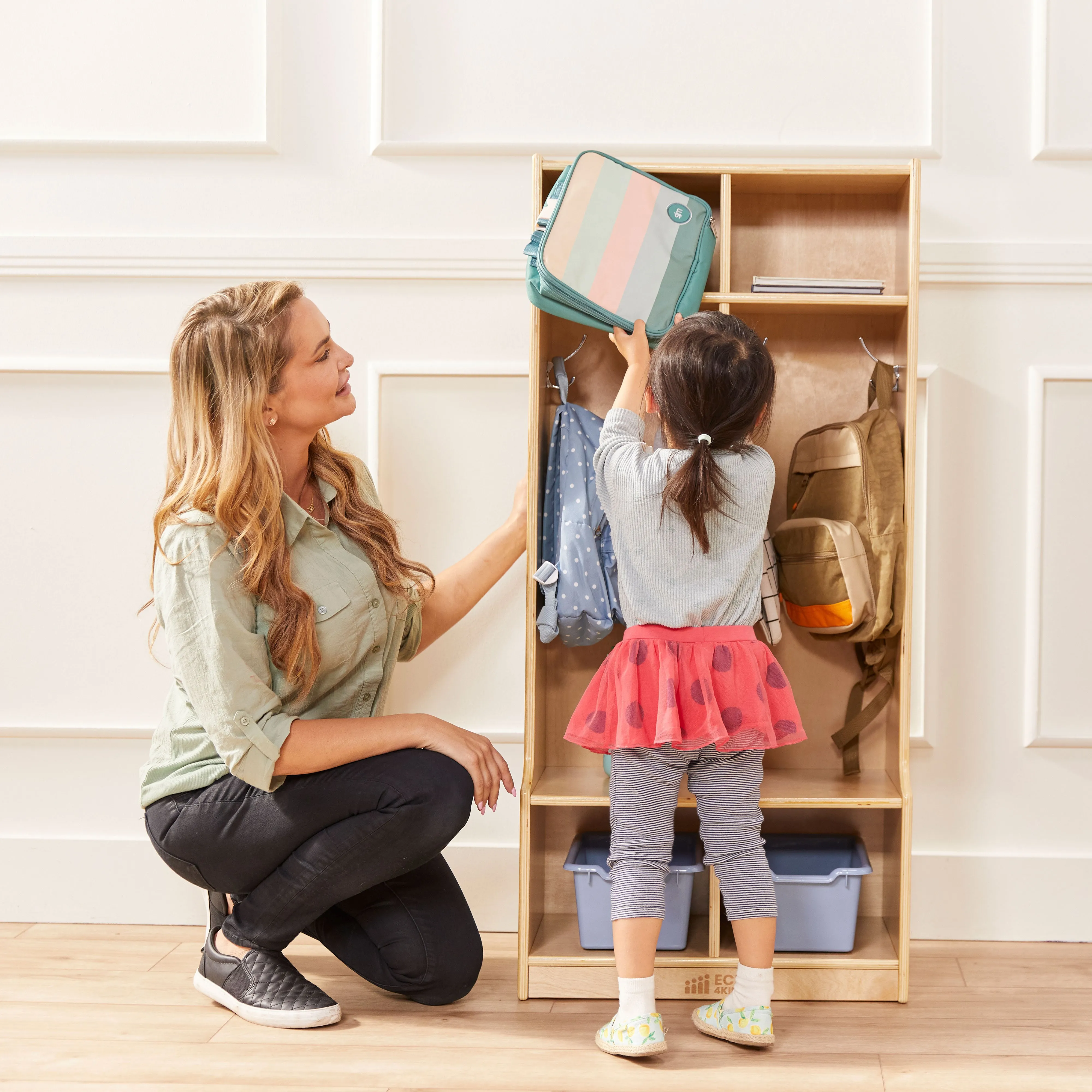 2-Section Coat Locker with Bench, Classroom Furniture