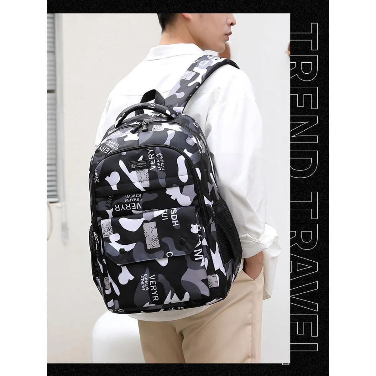 Backpack for Teens Boys Multi-Pockets Adjustable Straps School Bookbag