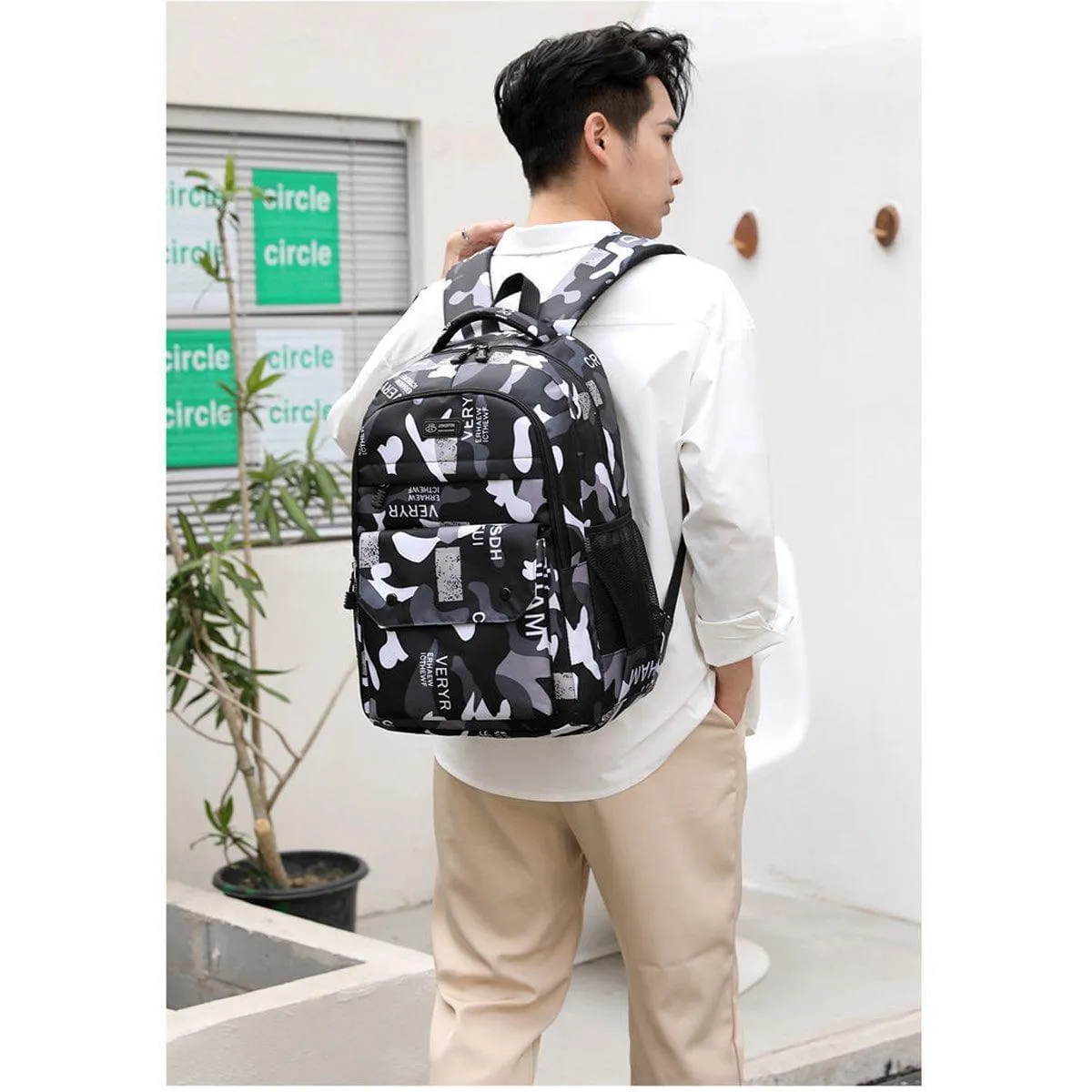 Backpack for Teens Boys Multi-Pockets Adjustable Straps School Bookbag