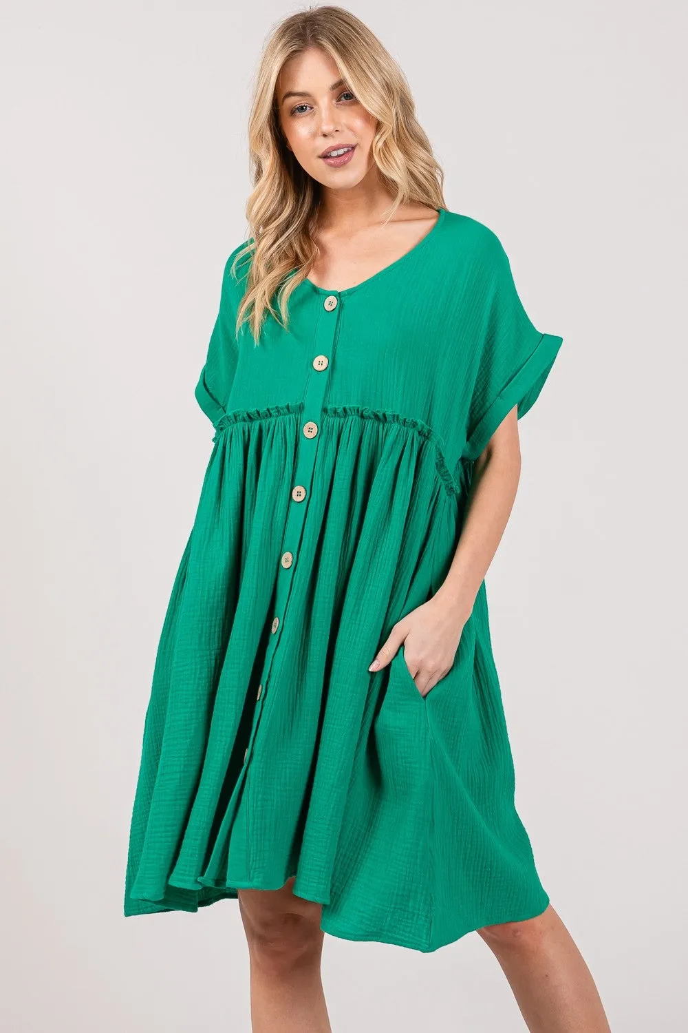 Button Up Short Sleeve Dress