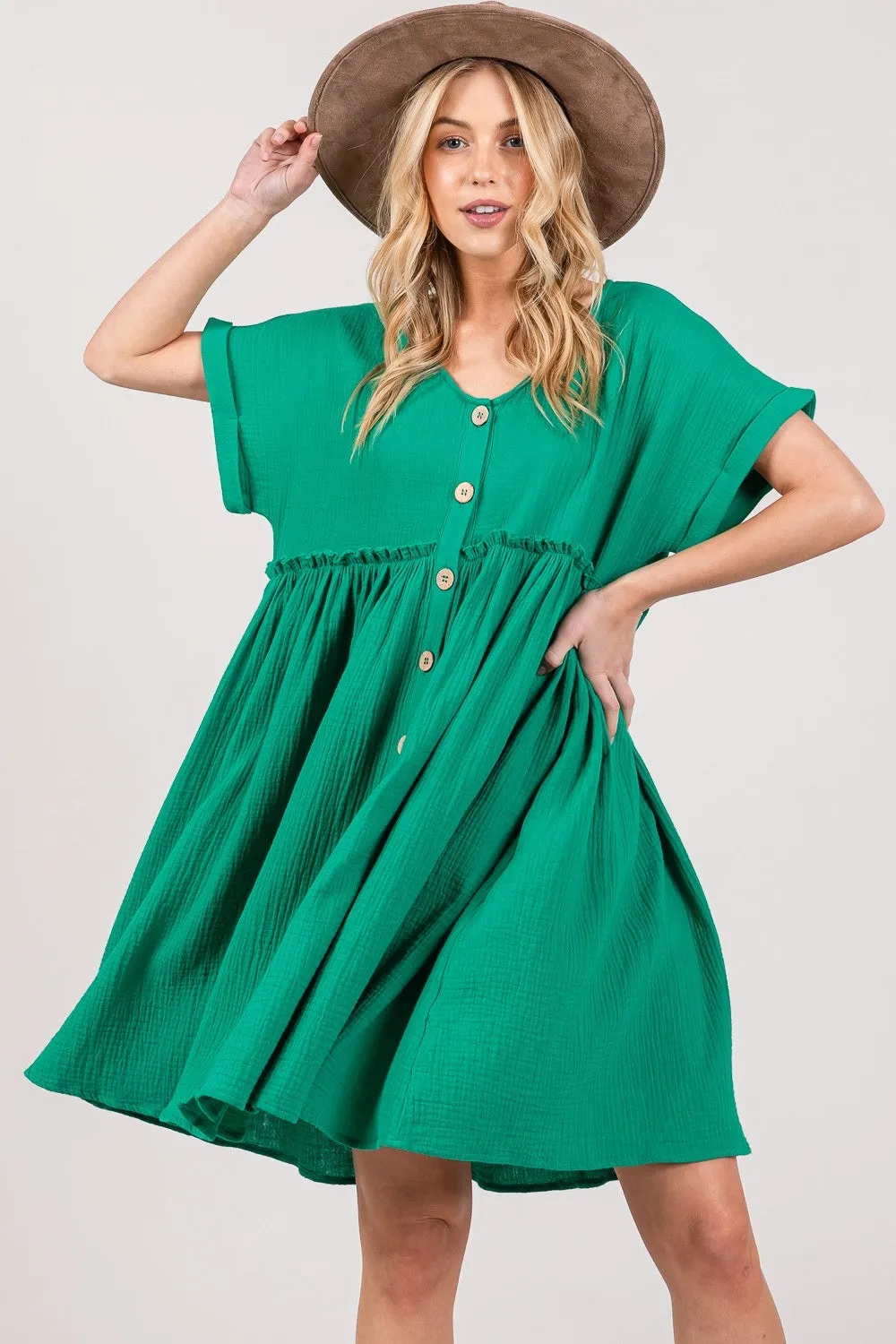 Button Up Short Sleeve Dress