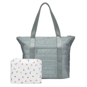 Everyday Yoga Tote Set of Two - Shimmer Gray and Yoga Pattern