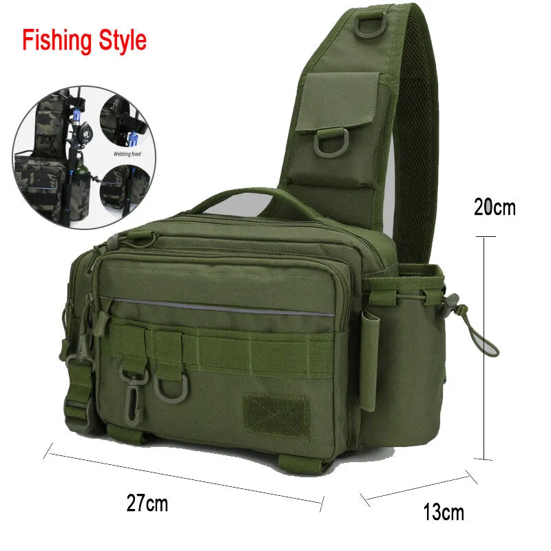 Fishing Tackle Bag Single Shoulder Crossbody Bags Waist Pack Fish Lures Gear Utility Storage Fishing Box Bag Tactical Bag