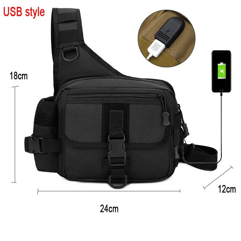 Fishing Tackle Bag Single Shoulder Crossbody Bags Waist Pack Fish Lures Gear Utility Storage Fishing Box Bag Tactical Bag