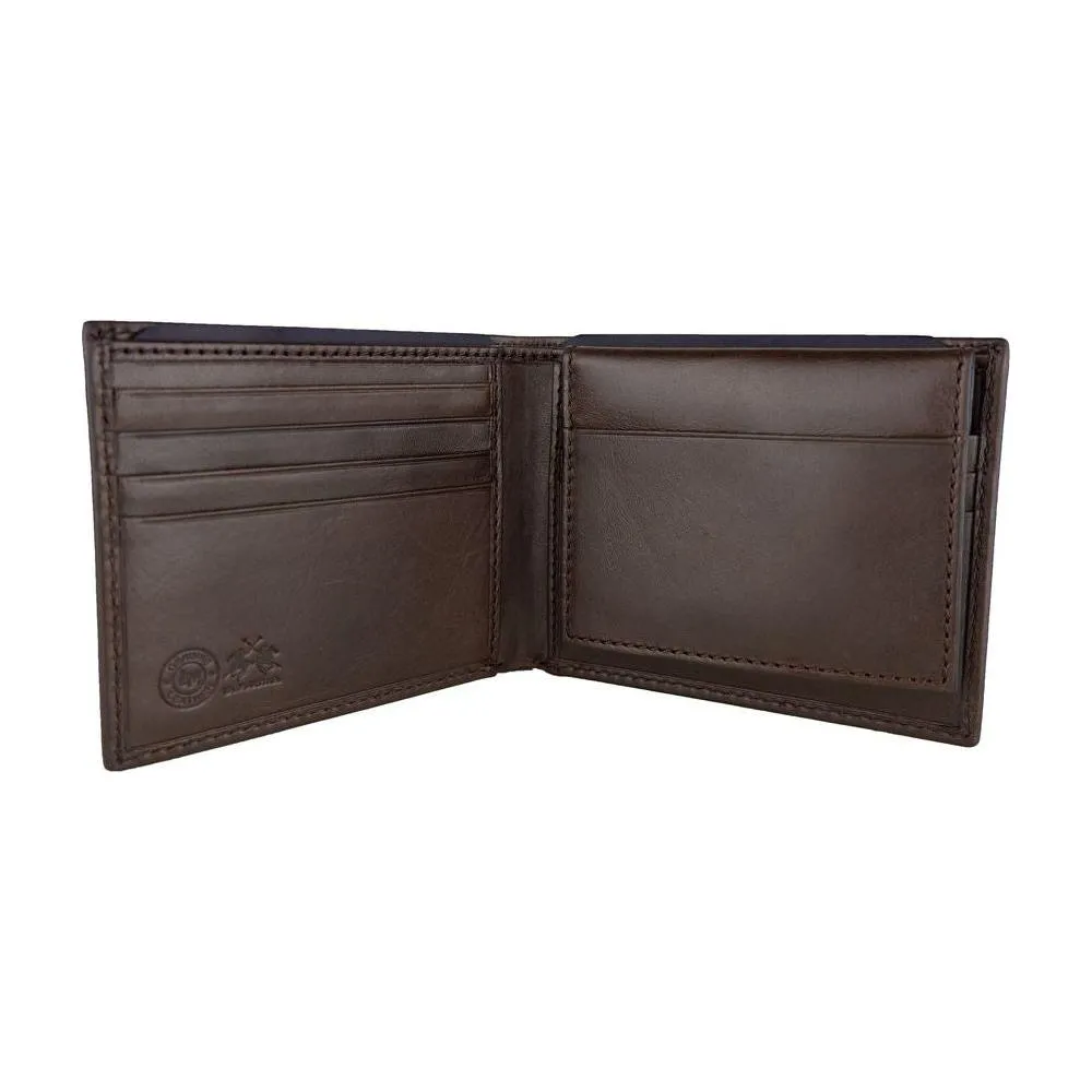 La Martina Brown Leather Men Wallet