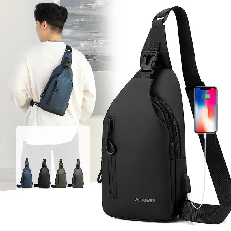 Mens Chest Bag Phone Pocket Cross Body Shoulder Fanny Pack Male Handbag Outdoor Neck Side Crossbody Gym Bags