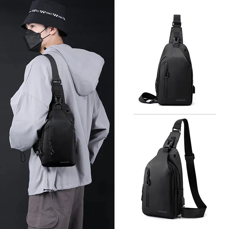 Mens Chest Bag Phone Pocket Cross Body Shoulder Fanny Pack Male Handbag Outdoor Neck Side Crossbody Gym Bags