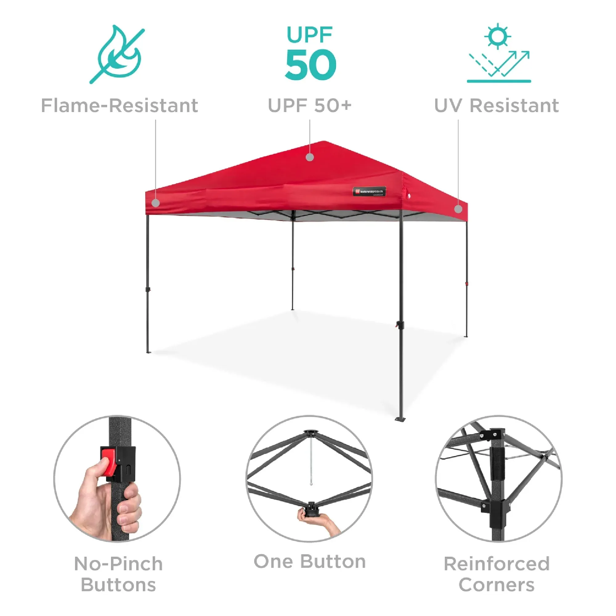 One-Person Setup Instant Pop Up Canopy w/ Case, 4 Weight Bags - 8x8ft