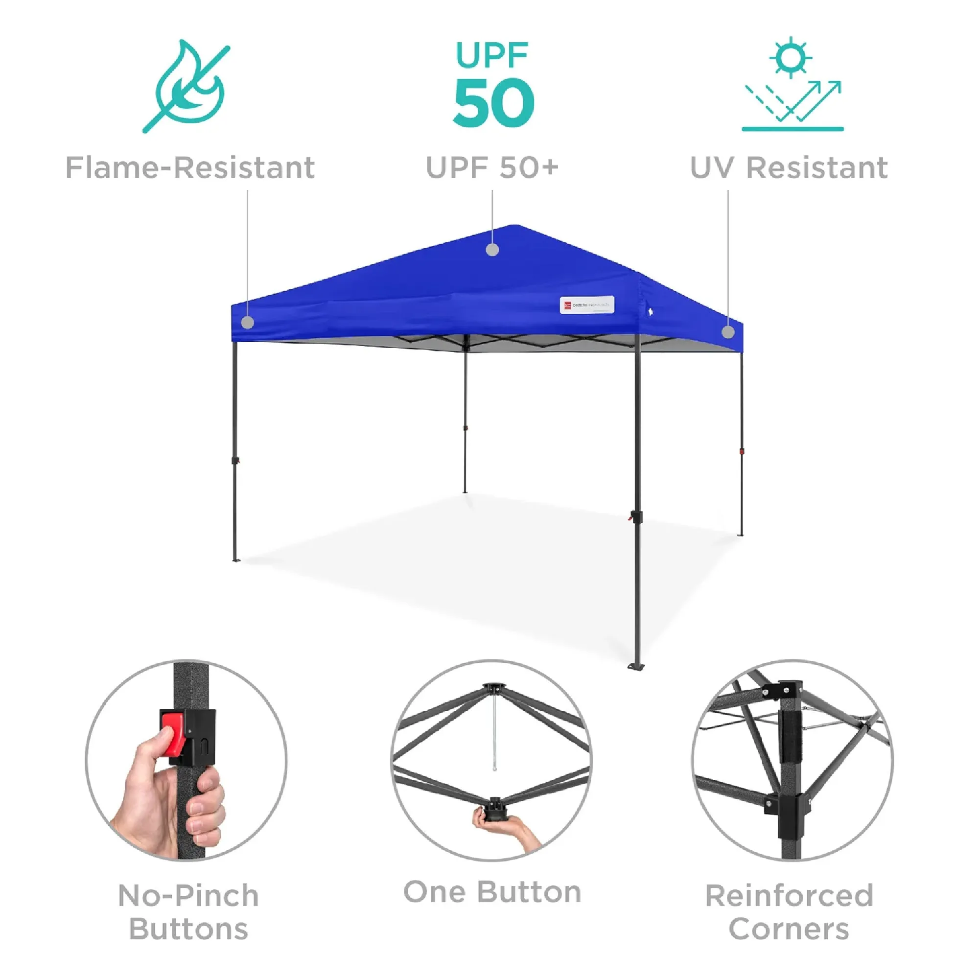 One-Person Setup Instant Pop Up Canopy w/ Case, 4 Weight Bags - 8x8ft