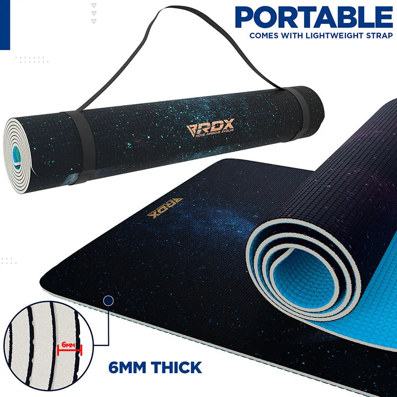 RDX D7 Iris 6mm PVC Yoga Mat Blue Dot