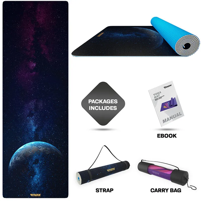 RDX D7 Iris 6mm PVC Yoga Mat Blue Dot