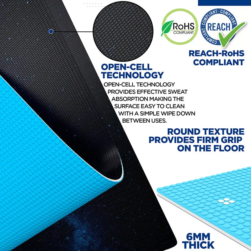 RDX D7 Iris 6mm PVC Yoga Mat Blue Dot