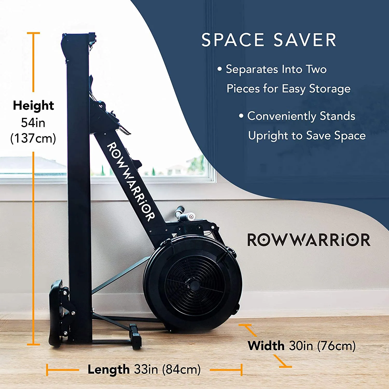 RowWarrior Fitness Rowing Machine – Rower Exercise Equipment for Gym and Home Use – Fitness and Cardio Trainer for Total Body Workout – Real Time Data Display – Stamina and Endurance Workout