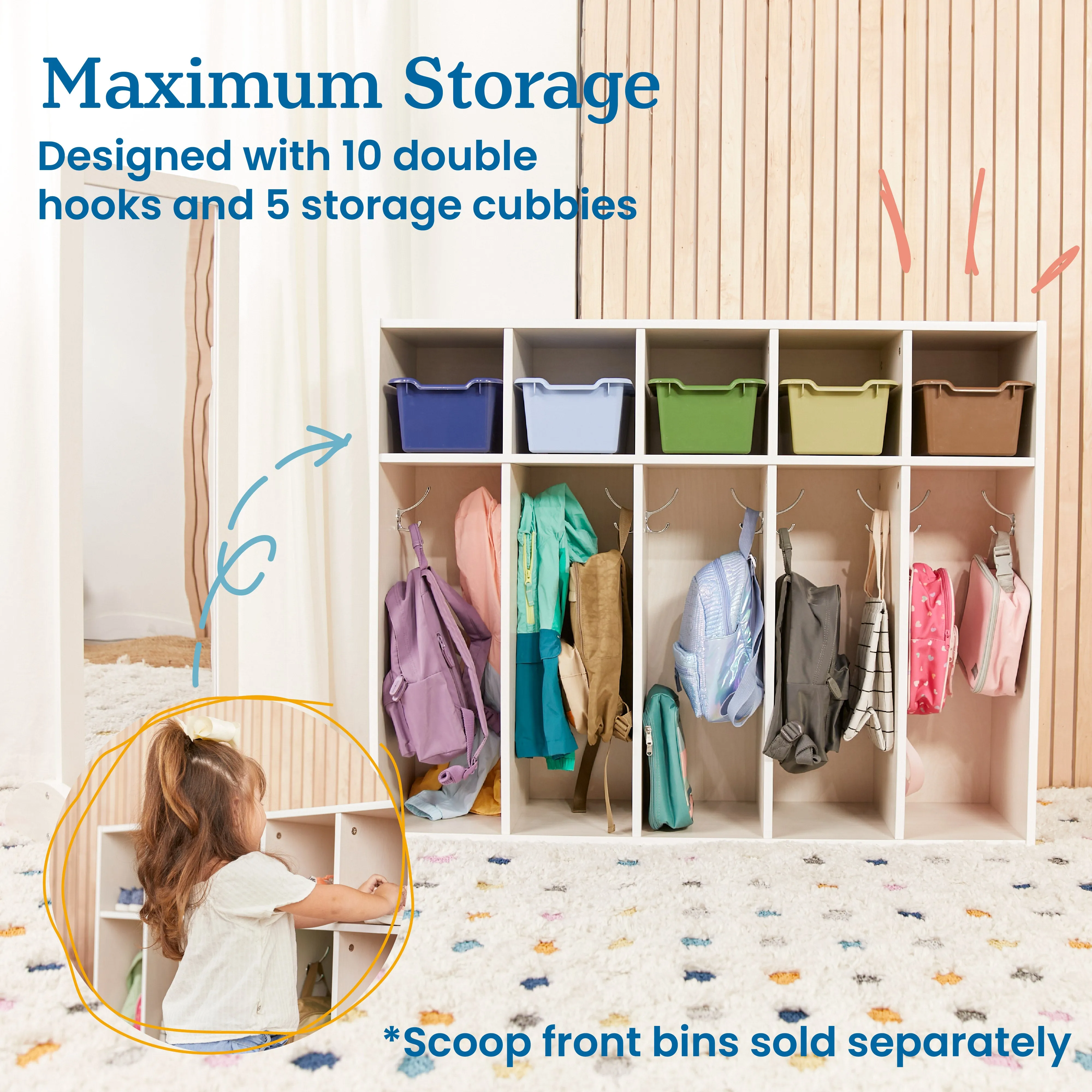 Streamline 5-Section Toddler Coat Locker, Classroom Furniture