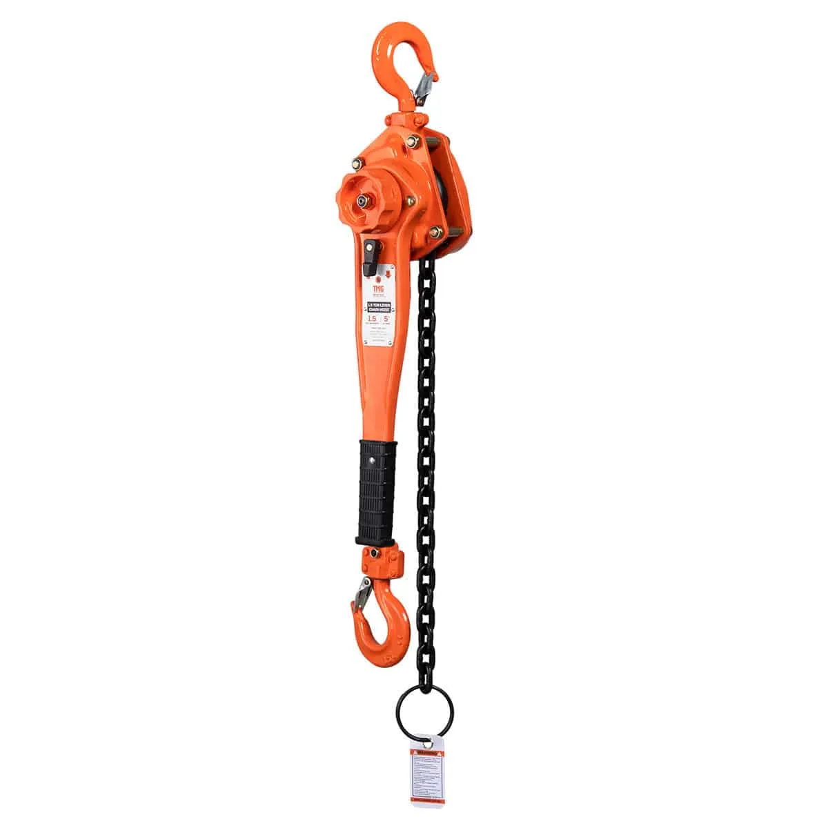 TMG Industrial 1.5 Ton 5' Lift Lever Chain Hoist, Twin Pawl Brakes, ASME B30.21, TMG-AHL2