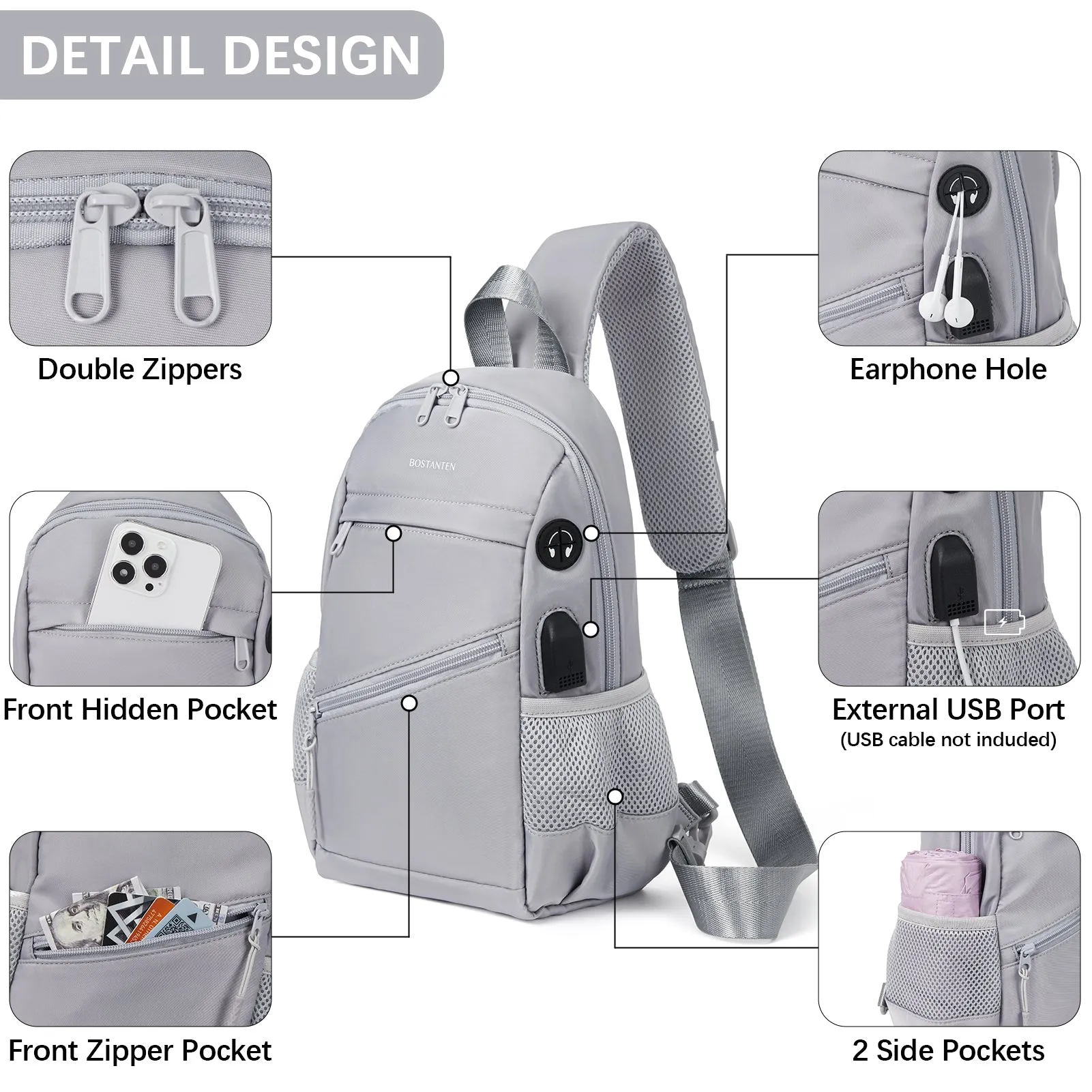 Travel Hands-Free with our Crossbody Sling Bag with USB Charging Port